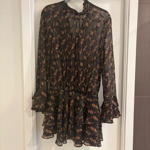 Floral Ruffle Dress-Zara